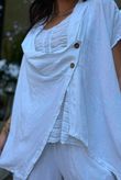 Sandbar Linen Blend Drape Front Cap Sleeve Gilet White